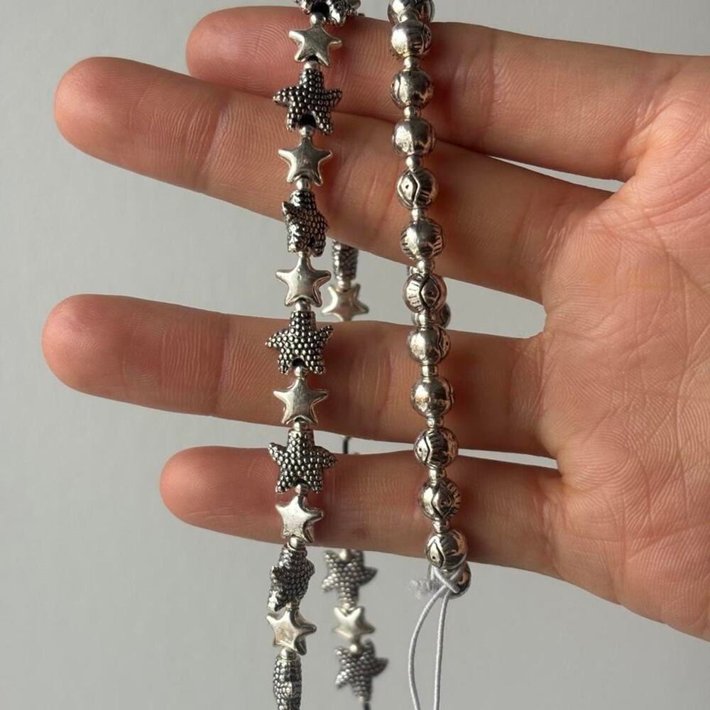 Vestopazzo Silver Star Choker & Beaded Bracelet Set
